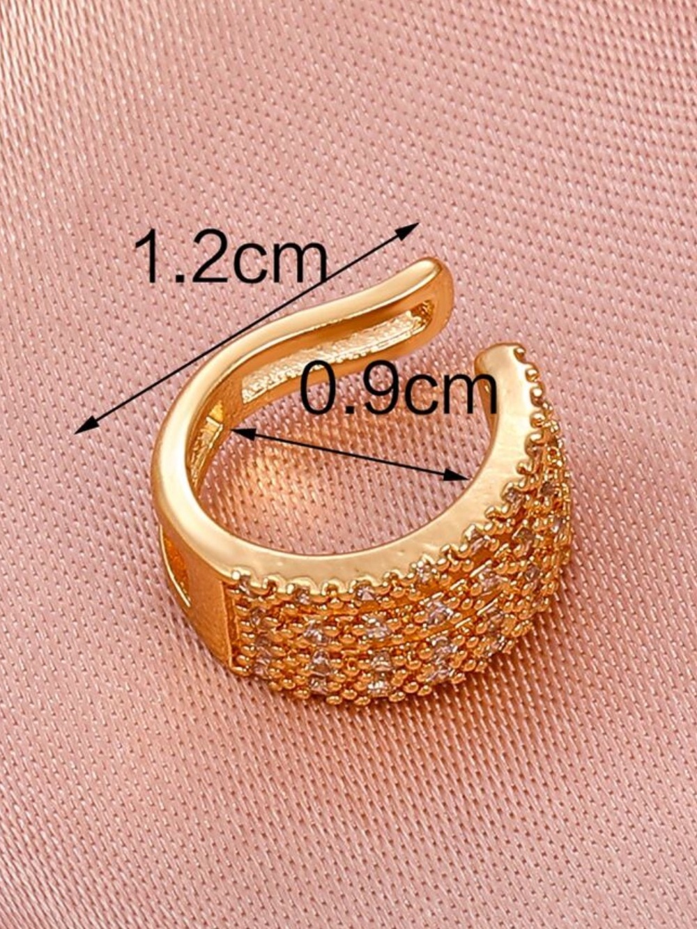 Jewelry Cubic Zirconia Ear Cuff in yellow Gold earring designer nwt chunky stack - Picture 2 of 5